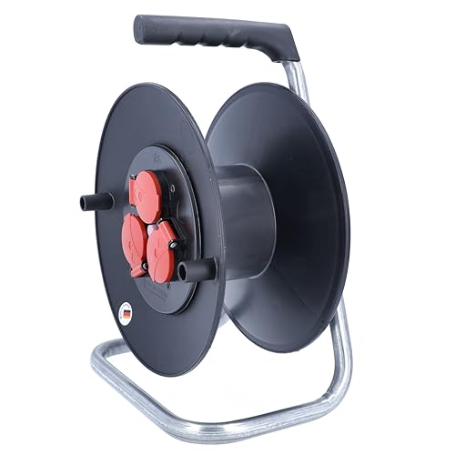 Carrete de cable vacío para unos 50 m de cable con 3 tomas de corriente exterior 6