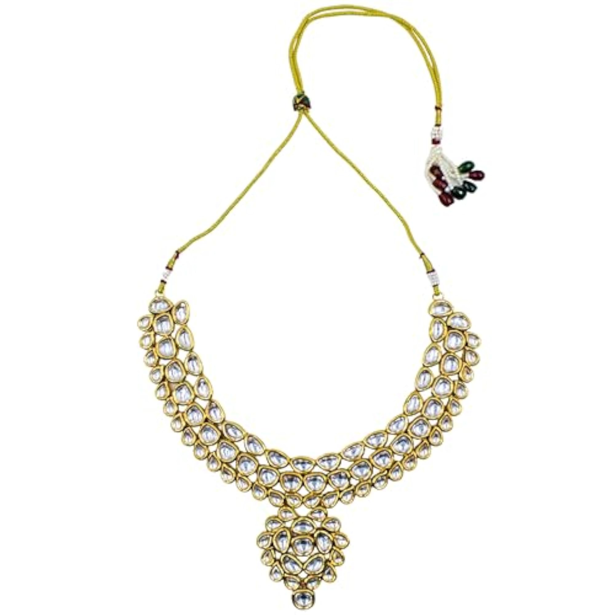 Gold Plated Meenakari Kundan Choker Necklace Set with Earrings