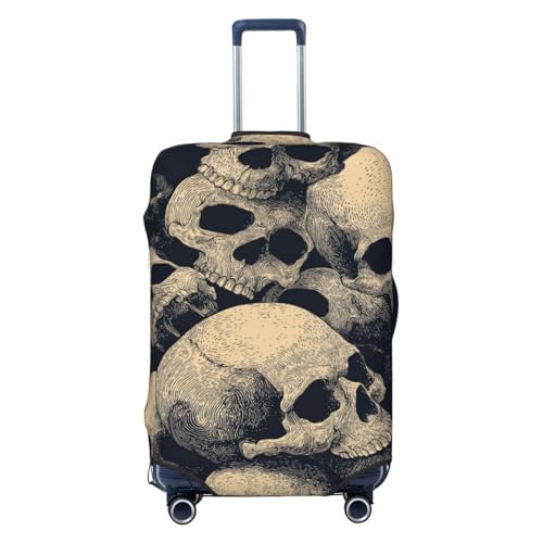 Pattern Of Numerous Skulls Elastic Travel Luggage Covers Dustproof Scratch-Resistant Suitcase Protector Fit 22-24 Inch