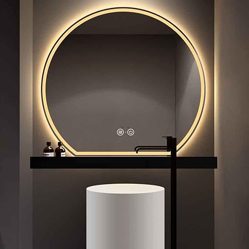 TISSY Espejo de tocador grande antivaho para pared, espejo LED moderno, espejo de tocador de baño, sin pasos, regulable, botón táctil inteligente,