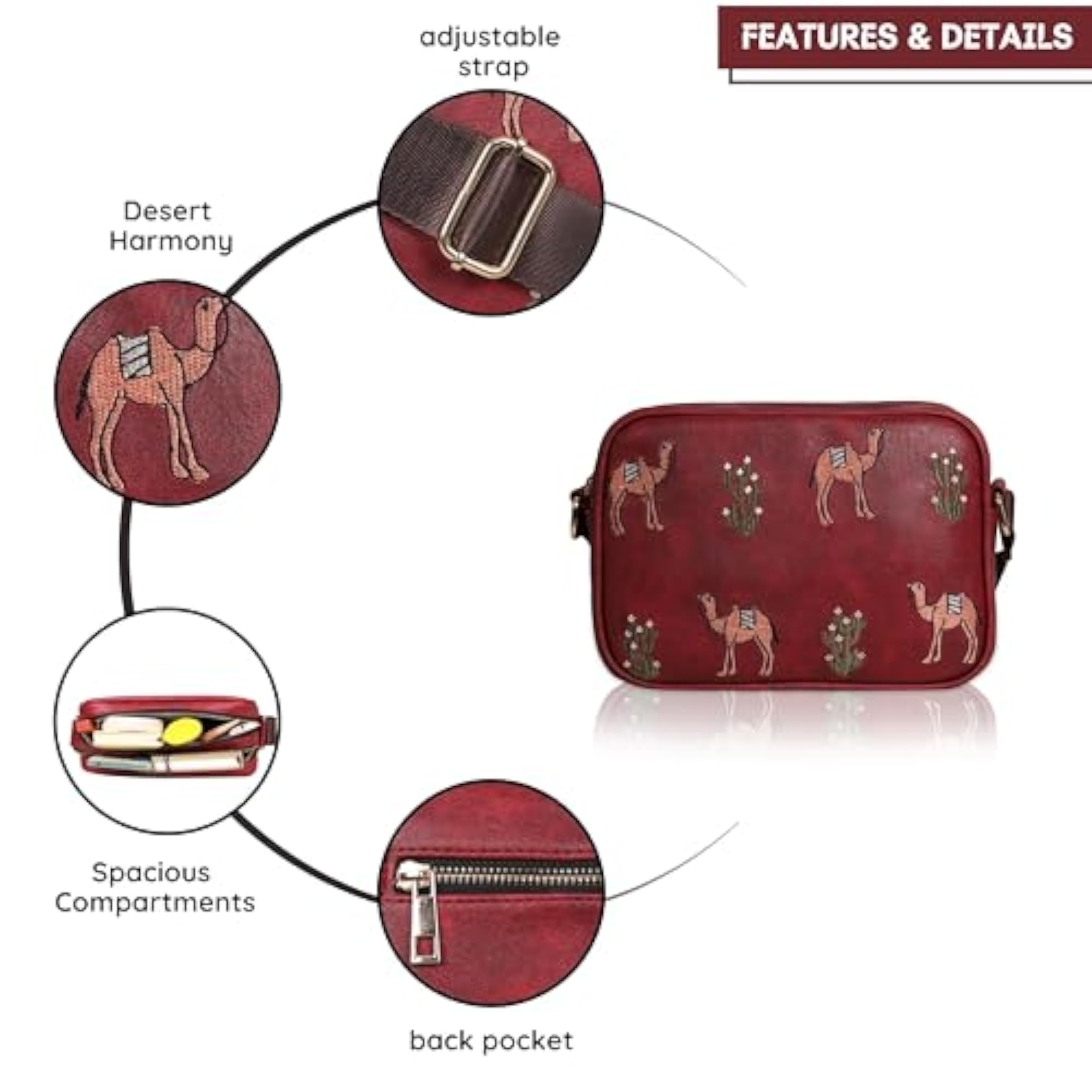 Desert Harmony Trunk Sling Bag for Women, Rectangular Crossbody Bag