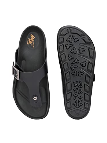 Image of HITZ Men's Black Leather Casual Open Toe Slippers