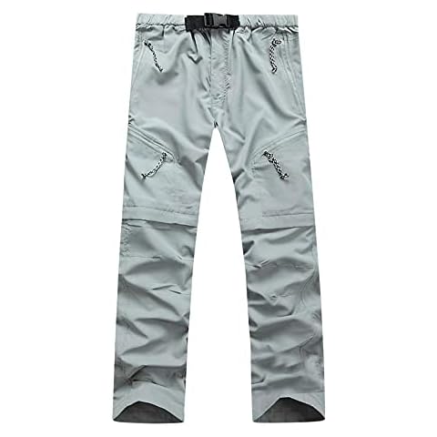Unisex Cargo Pants Outdoor Quick Dry Windproof Waterproof Thin Detachable Hiking Pants Climbing Convertible Trousers Gray Cover