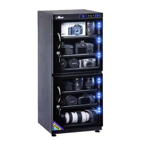 Camera Dry Cabinet 65L Digital Control Deumidificatore per la memorizzazione di apparecchiature elettroniche, silenzioso, controllo della temperatura e dell'umidità con doppio schermo LED