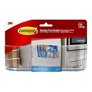 Command Large Caddy, Clear, with 4 Clear Indoor Strips, Organize Damage-Free