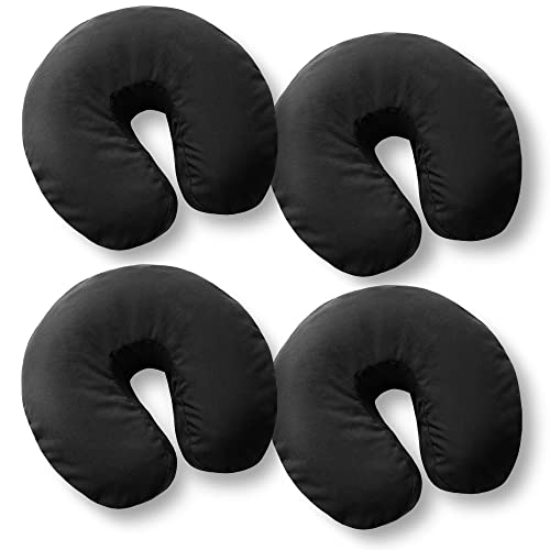 Saloniture 4-Pack Premium Microfiber Face Cradle Covers – Ultra Soft Fitted Massage Table Cradle Cover – Black