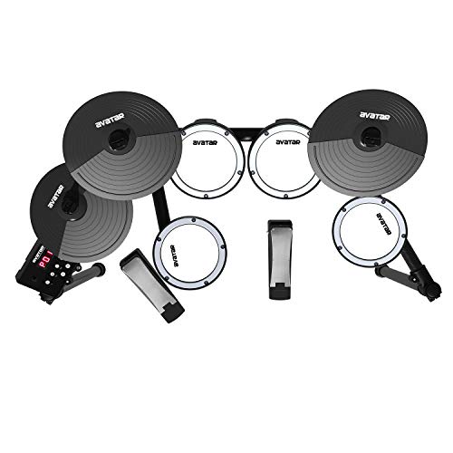 HXW SD61-4 Electric Drum Set Compact Electronic Drum Kit With Mesh Heads, 200+ Sounds, Support USB-Midi, Super Solid Rack, Drum Key & Drum Sticks Included