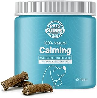 Pets Purest Calming Dog Treats Chews - 100% Natural Stress & Anxiety Relief Calm Bites for Dog, Puppy & Senior - For Fireworks, Aggression, Travel, Seperation, Kennels & More