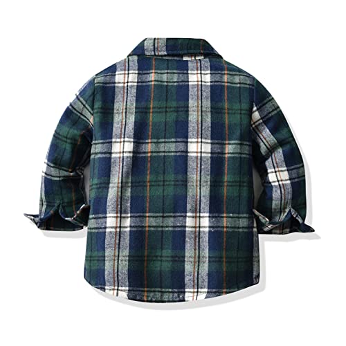 Toddler Boys Plaid Lapel Shirt Jacket Flannel Button Down Long Sleeve Brushed Shacket Soft Cotton Outwear for Baby Boys4