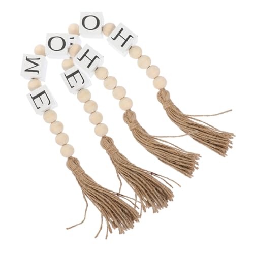 CLISPEED 2個ビーズガーランド 文字入り木製ビーズと流蘇付き ファームハウ