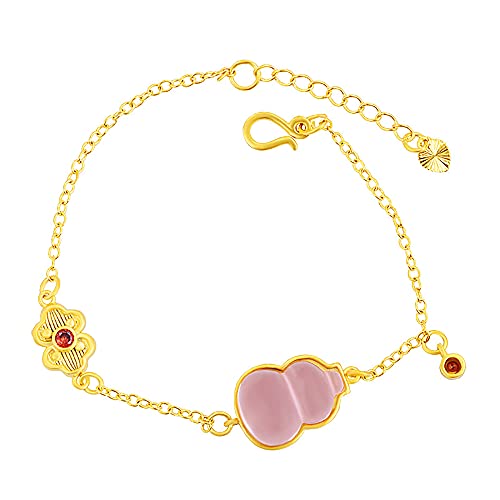 QPMY Pulsera De Calabaza De Calcedonia, Pulsera Chapada En Oro De Latón, Pulsera Amorosa, Joyería De Transferencia De La Suerte, Dar A Las Mujeres, Pulsera Ajustable De Buena Suerte,Rosado Cover