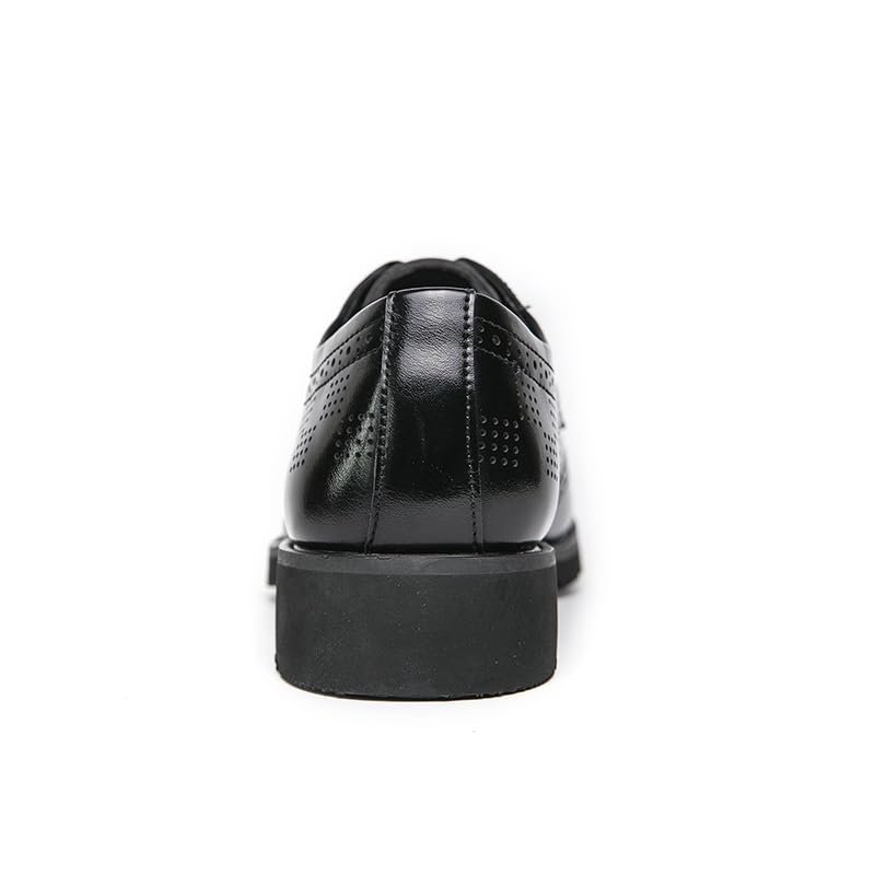 Dress Oxford Shoes for Men Lace Up Round Toe Brogue Embossed Wing tip Derby Shoes Slip Resistant Low Top Block Heel Anti-Slip Classic3