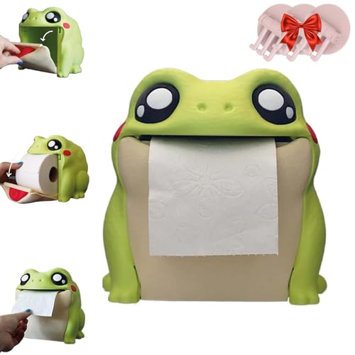 Wickedwinks The Frog Toilet Paper Holder, Frodrick The Frog Toilet Paper Dispenser, Cute Frog Toilet Paper Holder with Tiny Butt and Interactive Flip Belly (Light Green)