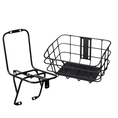Cesta delantera para bicicleta, cesta para bicicletas sin soporte de freno sin perforación, estante de aleación de aluminio para ciclismo, mujeres, hombres, playa, mascotas, scooter