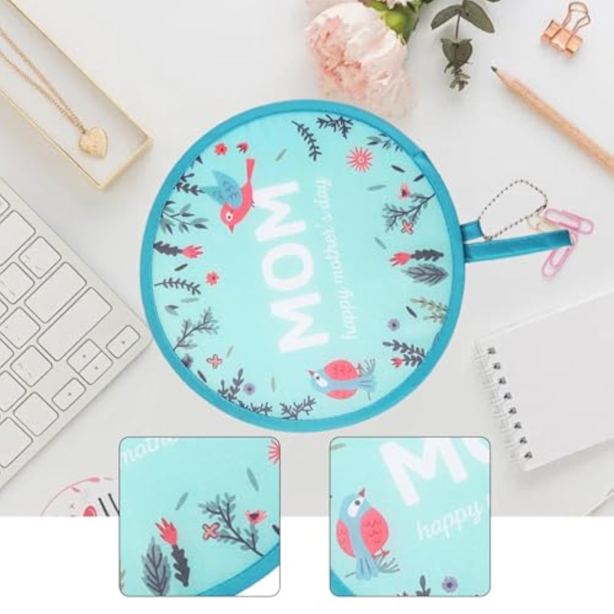 Foldable Round Decorative Handheld Fan for Parties