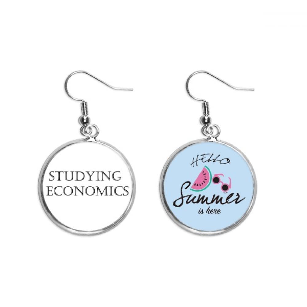 Pendientes de sandía verano con frase corta de economía para el lóbulo 5