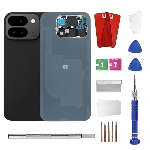 9 Pro Fold Back Glass Replacement With Metal photo frame All Parts for Google Pixel 9 Pro Fold (6.3 Inch，Black) Replacement of equipment Waterproof Tape
