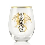 Onebttl Dragon Gifts for Women, Dragon Lovers, 17 Oz Stemless Wine Glass, Birthday Christmas for Coworker, Wife, Mom