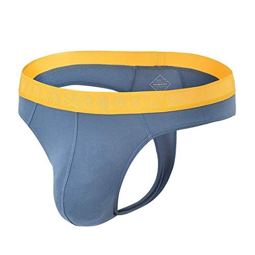 Zonbailon Mens Thongs Underwear Sexy Man Thong G-String Butt-Flaunting Hot Male Thong T-Back Gray Blue+Khaki+Gray Xl #TOP1