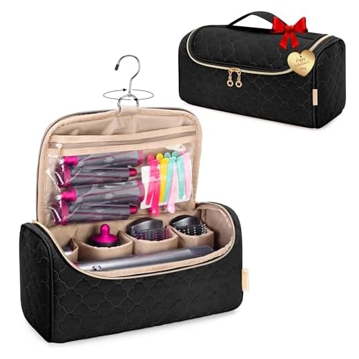 Yarwo Airwrap Travel Case Compatible for Dyson Airwrap Multi-Styler All Models and Attachments, Portable Storage Bag with Hanging Hook for Hair Curler Accessories, Black (Patented Design)