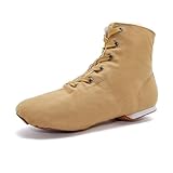MSMAX Womens Jazz Dance Boots Lace Up High Top Character Shoes for Women - Split Sole Ankle Boots for Jazz, Theater, Stage Performance & Costume Nude 8 M US Women