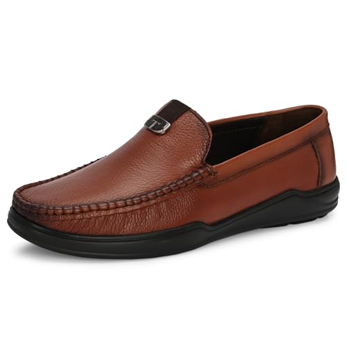 Image of Blue Leather by Centrino Genuine Leather Men's Loafer Shoes | Slip-On with Cushioned Insole | Stylish Round Toe Moccasin for Office, Formal Wear, Business Meeting, Wedding, Party & Everyday Use(4092)
