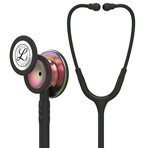 Image of 3M Littmann 5870 Stethoscope ENGRAVING | Engrave your name or initials on the Littmann stethoscope | Classic III Monitoring, Rainbow-Finish Chestpiece, Black Stem and Headset, Black Tube, 27 inch