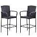 Tangkula Set of 2 Patio Bar Stools Indoor Outdoor Use Wicker Rattan Barstool with Footrest for Garden Pool Lawn Backyard Study Steel Frame Bar ChairsFurniture (Dark Brown 47" H) (Mix Brown)