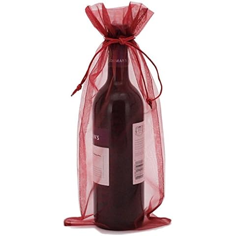 20x Wine Organza Bags Fabric Gift Party Gift Bags Large 15" By 6.5" Red Cover