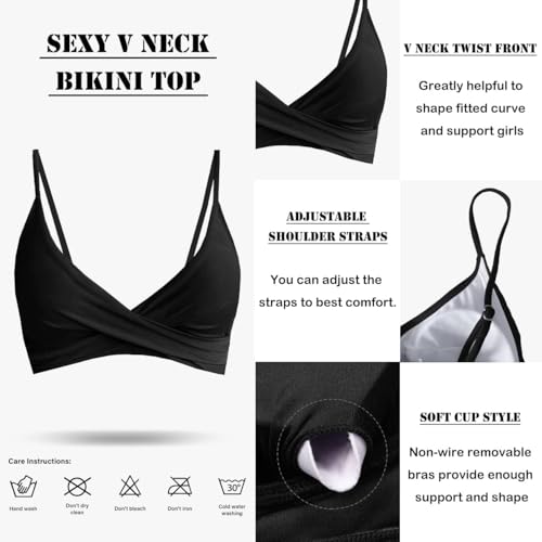 Image of Amy Babe Women's High Waisted Bikini Sets Push Up Twist Front Spaghetti Straps Ruched Two Piece Swimsuit Bathing Suit