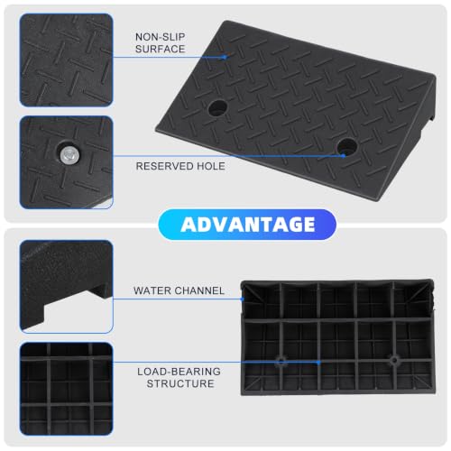 Rampas antideslizantes para umbral de 7000 lb de capacidad, juego de 2, para automóviles, sillas de ruedas, motocicletas, entrada de garaje o patio, rampas de borde de caucho resistente, altura de 6 pulgadas, color negro miniatura 3