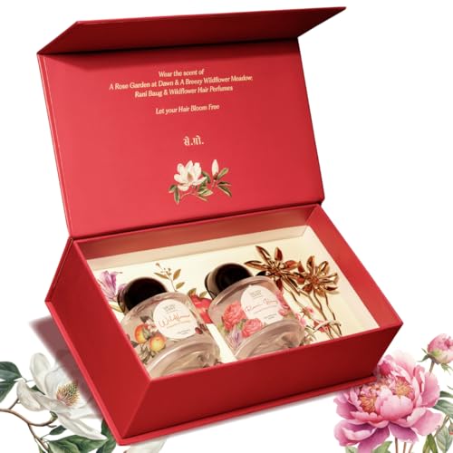 Image of Sacred Grove Hair Perfume Bloom Box | Perfume Gift Set for Women | Rani Baug & Wild Flower Floral Hydrating Hair Mist | Water Based & Alcohol Free, Unisex Hair Perfume