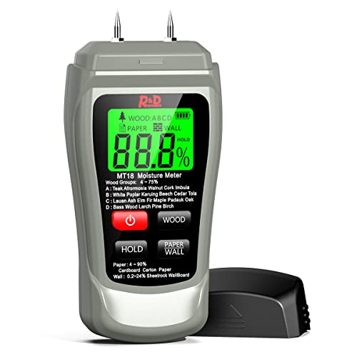 Wood Moisture Meter MT-18 Two Pins Digital Wall Moisture Detector Paper Humidity Tester for Wood Building Material Firewood Walls Paper Floor (Grey)