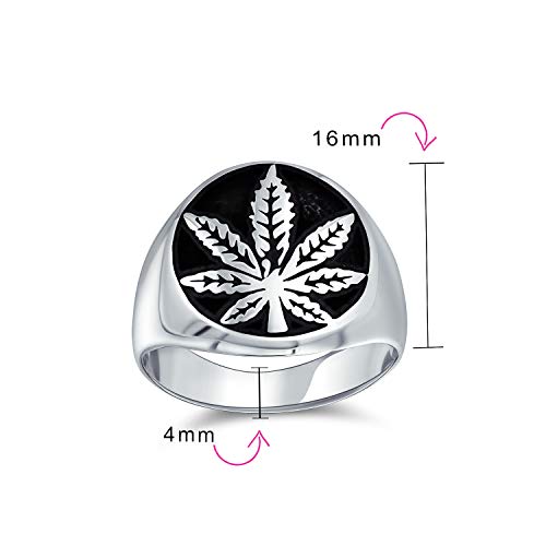 Médaillon de feuille de marijuana bague argent 925 cadeau idéal