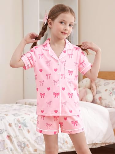 LANKMEI 100% Cotton Womens Short Sleeve Pajama Sets, Pink Bow, XX-Large - image 2