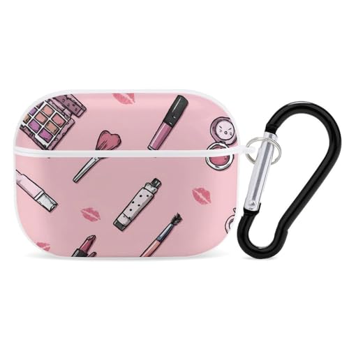 Makeup Pattern Protective Case Compatible with Airpods Pro PC Cover with Keychain