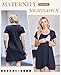 Ekouaer Nursing Nightgown 3 In 1 Maternity Nightgown Short Sleeve Nursing Gown Breasfeeding Sleepwear Delivery Dress Navy Blue