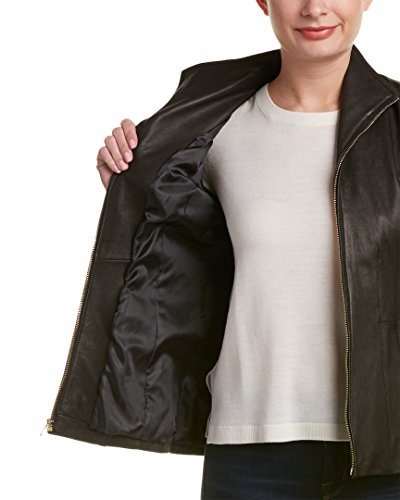 Image of Cole Haan Women's Leather Wing Collared Jacket (Standard and Plus Size)