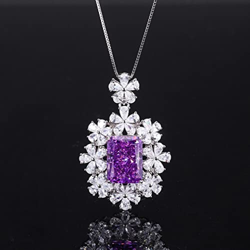 Collier Moissanite Argent 925 bijou pendentif fleur pour femme 12x16MM