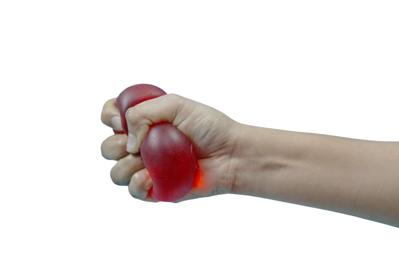 Red Gel Exercise Ball for Hand Therapy | Soft Stress Relief Ball for Finger Strengthening, Physiotherapy & Pain Care | Gel Hand Exerciser for Grip Training & Recovery-image-10