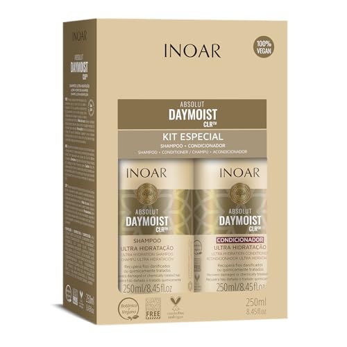 Inoar, Daymoist Kit Duo – Shampoo e Condicionador Ultra Hidratação com Pantenol, Óleo de Argan e CLR para Cabelos Danificados - 250ml