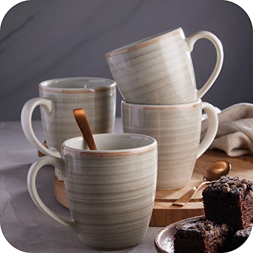 Corona Mugs Set Of 4 | Perfect For Coffee And Tea Lovers | Gray Caoba 12.8 Oz - 380Cc|4 Pieces|Ceramic|Hand Painted |Cerámica #TOP3