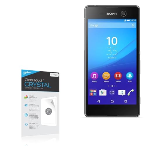 BoxWave Screen Protector Compatible with Sony Xperia M5 - ClearTouch Crystal (2-Pack), HD Film Skin - Shields from Scratches