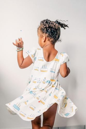 Image of monica + andy Short Sleeve Let's Dance Dress, Organic Cotton Playwear Clothes for Girls, Kids, Toddler & Infant Sizes