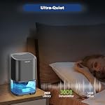 MADETEC Déshumidificateur, petits déshumidifiants pour maison 350pi2, 35 OZ Réservoir d'eau avec arrêt automatique, Ultra Tranquille, sauveuse d'énergie, Mini Déshumidifère pour Sous-sol Chambre Salle de bain Closet Garage RV(Noir)