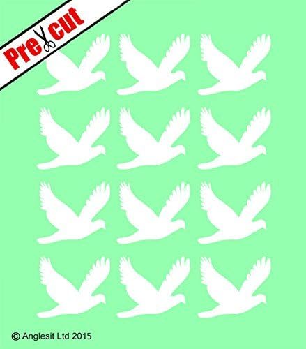 PRE-CUT WHITE DOVE SILHOUETTE EDIBLE RICE / WAFER PAPER CUP CAKE TOPPERS BIRTHDAY PARTY DECORATION