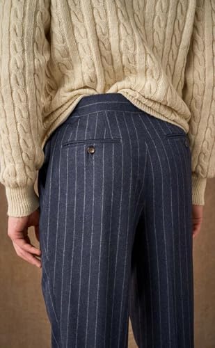 VENNYNG Men's Autumn Business Trousers Stripe Thick Suit Pants Casual Straight Leg Vintage Style4