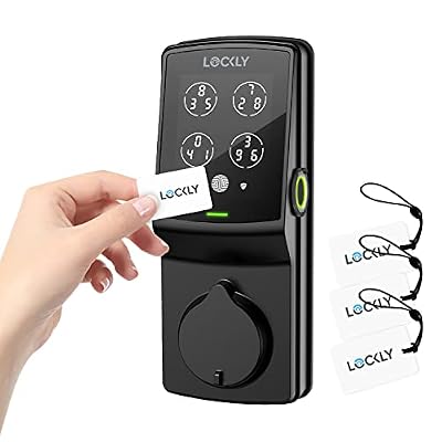 Lockly Secure Plus Smart Door Lock, Keyless Entry with Fingerprint & RFID Card, PIN Genie Keypad, App Control, Bluetooth Deadbolt, Auto-Lock & Easy DIY Installation, No Monthly Fees