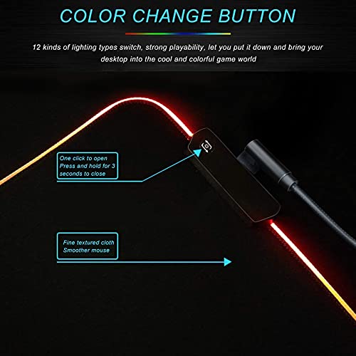 Personalized Rgb Led Gaming Mouse Pad Make Your Own Customized Large Gaming Mousepad Custom Mouse Mat For Office Dorm Personalised Gifts Presents For Gaming Lovers, 31.5X11.8In #TOP3