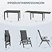 Devoko Gartenmöbel Set 6 Personen, Bestehend aus 1 Aluminiumtisch und 6 Klappstühlen für den Balkon. Ausziehbarer Gartentisch (130/260 cm), Terrassenmöbel-Set für den Außenbereich, Dunkelgrau.